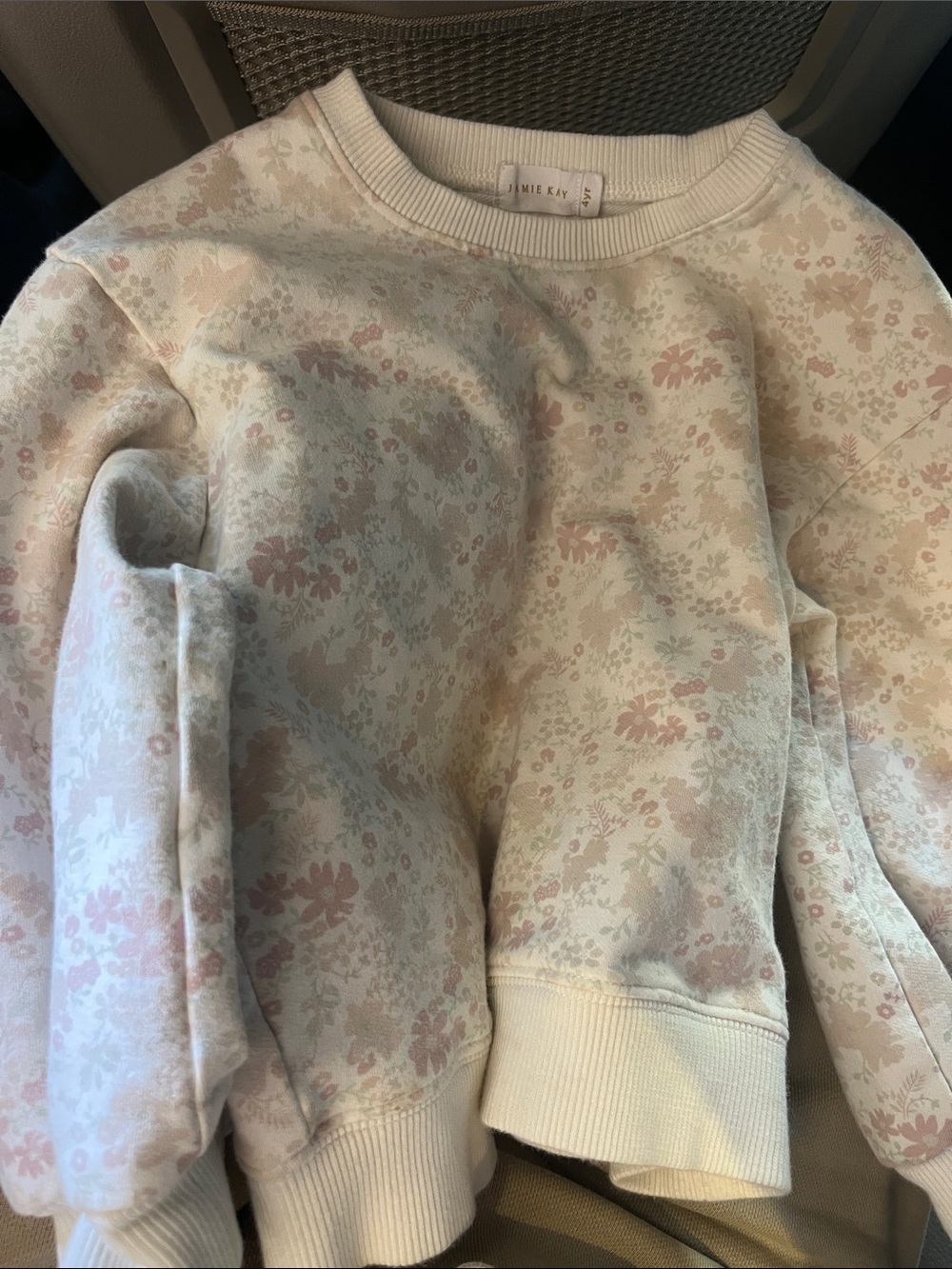 Jamie Kay Cream Sweatshirt with Pale Pink Floral Print